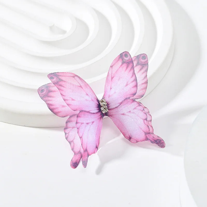 20pcs Double Sweet Butterfly Appliqued 3D Simulation Mesh Dreamy Bouquet Patch