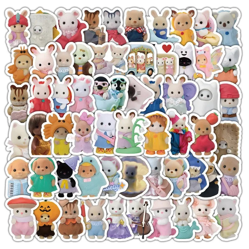 103pcs cartoon Sylvanian Families Cute Creative Decorative Stickers