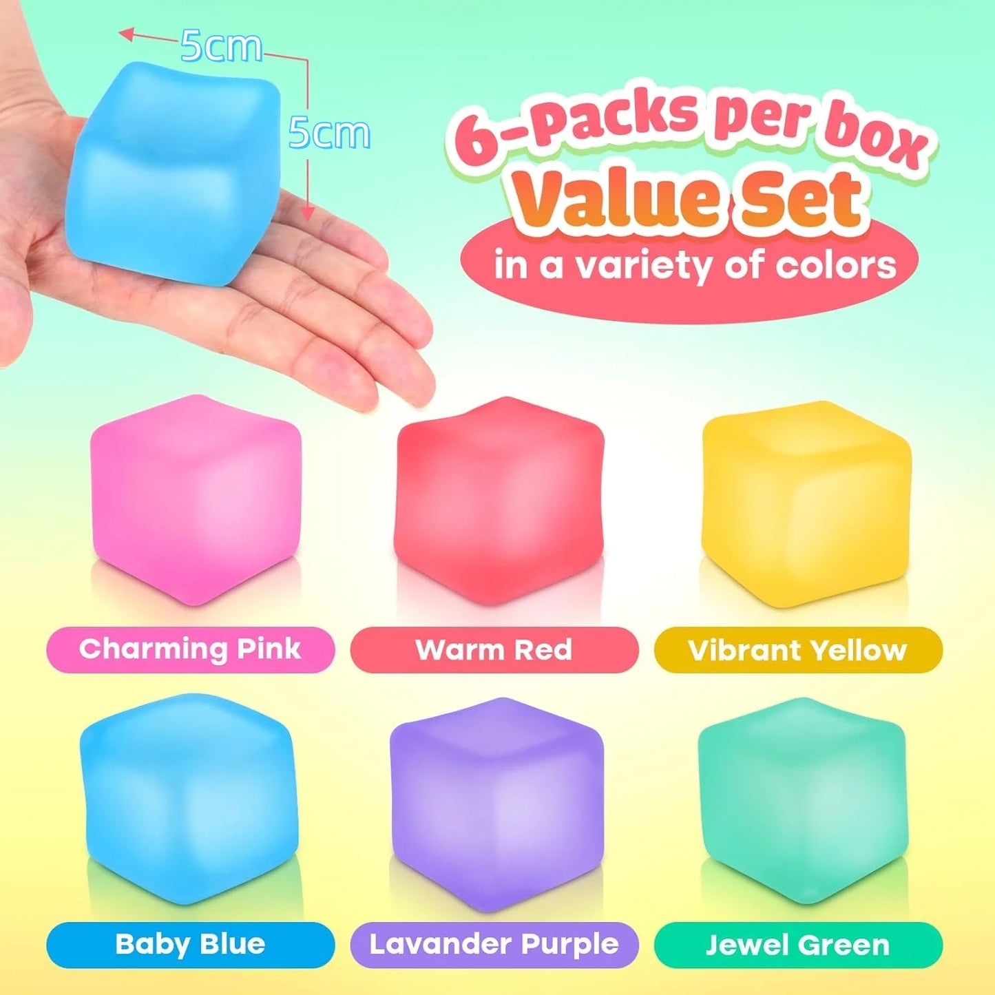 Stress Cube Squishy Fidget Toys for Relaxation High Density Gel Filled Fidgets Calming Toys