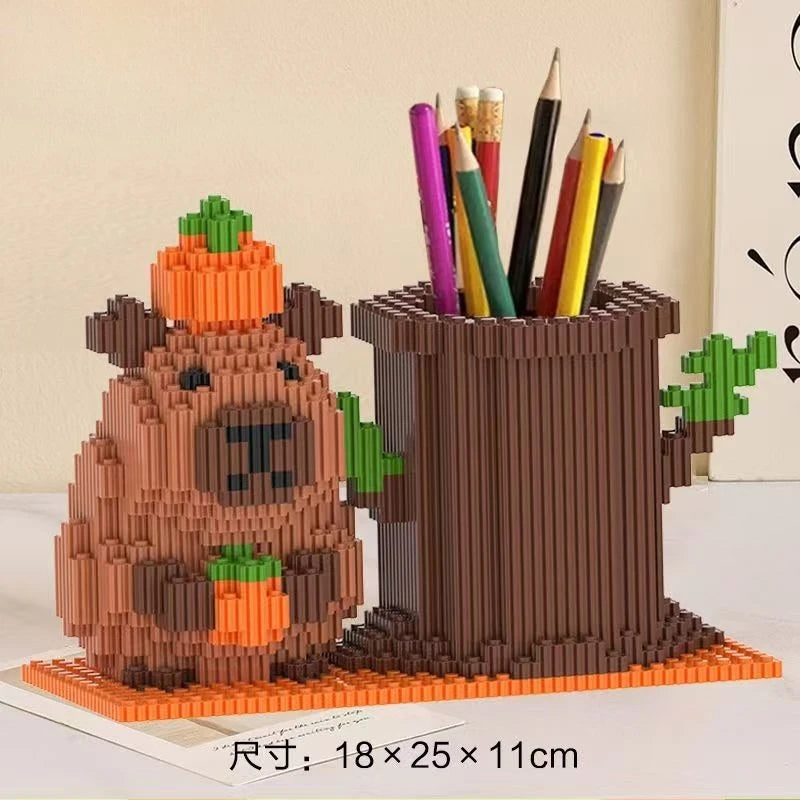 Capybara Building Block Pen Holder Multi-Function Desk Organizer for Decoration