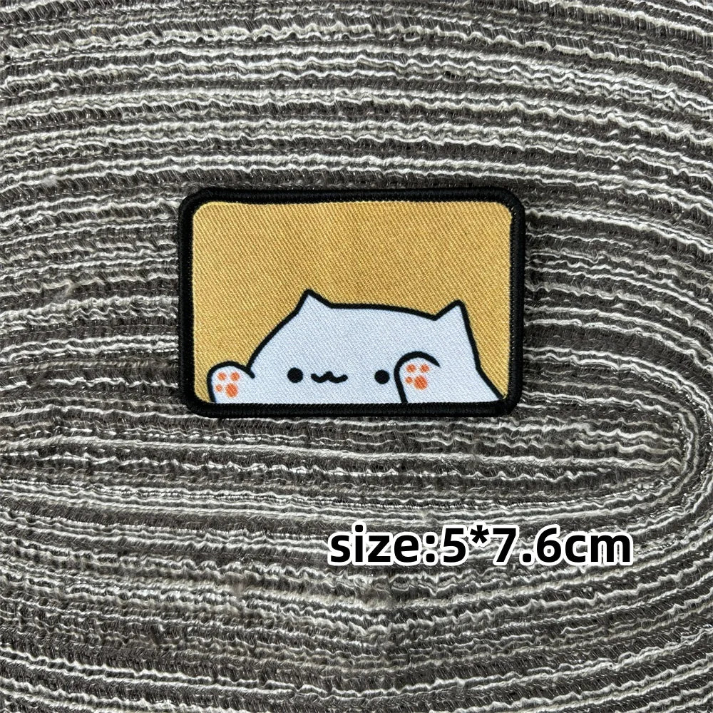 Cat Patch Embroidery on Clothes Cute Animal Morale Badge Tactical Equipment Hook and Loop Patches