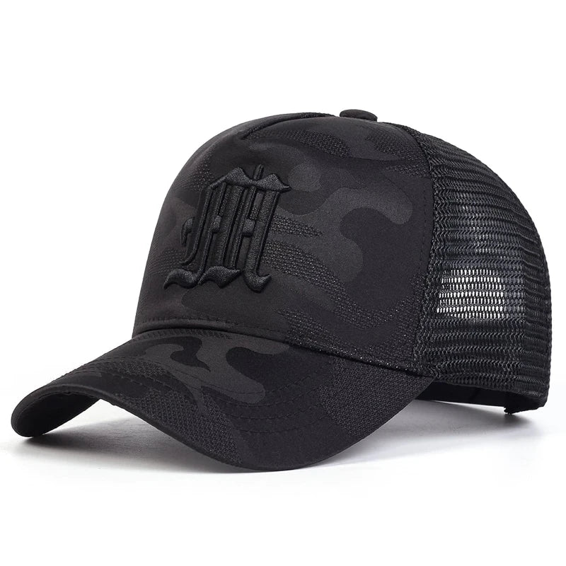 M Letter Camo Mesh Baseball Cap – Unisex Street Hat