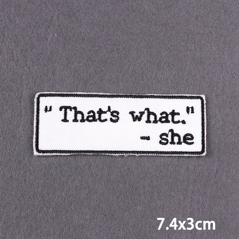 Black Patch With Slogan Iron On Patches For Clothes DIY Embroidery Applique Fusible Patch