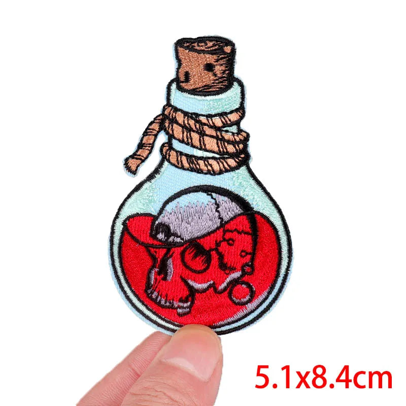 Rose Skull Embroidery Patch Punk Skull Patch Jackets Backpack Hats Sew DIY Iron On Patches For Clothing