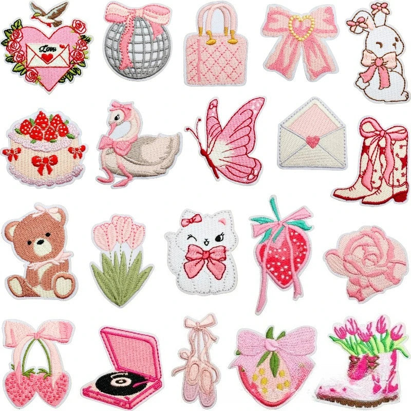 10PCS Bulk Love Letter Embroidery Cloth Pink Couple Clothing Decorative Patch