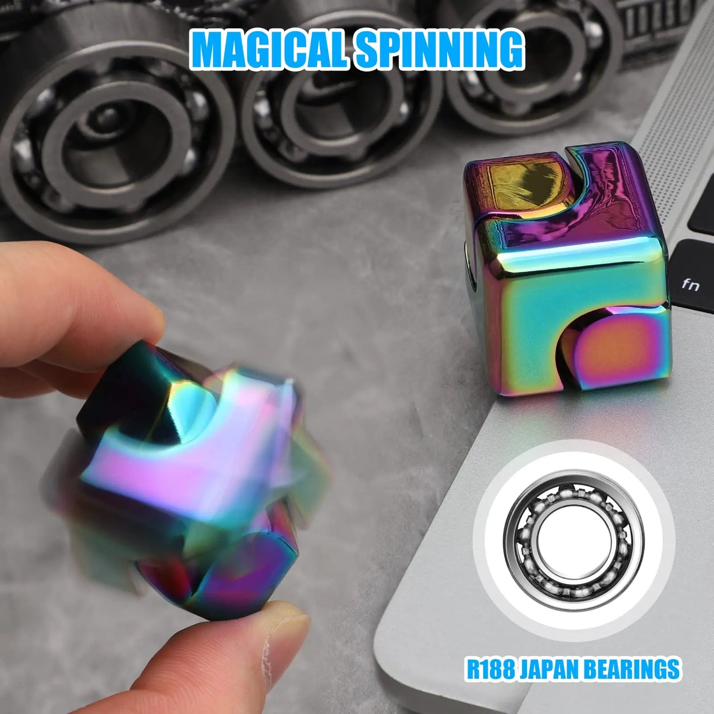 Metal Cube Rotating Fingertip Gyroscope Fidget Anti Stress Toys