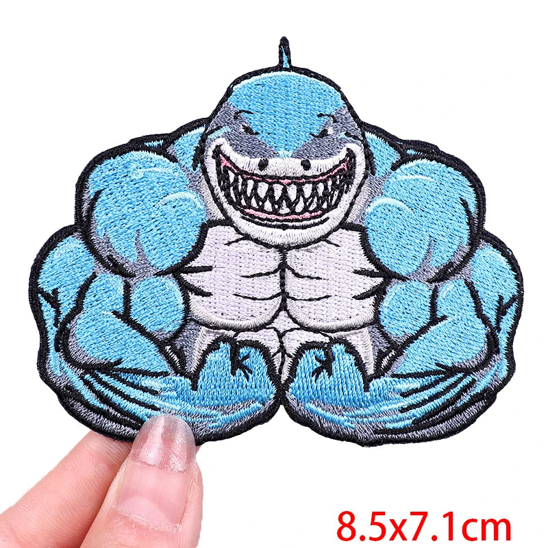 Muscle Animal/Rock Sports Embroidery Patch Iron On Patches For Clothing