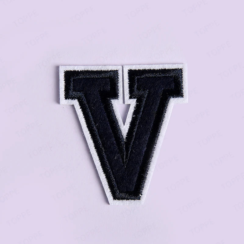 Navy Blue Letter Iron On Patch Applique DIY Alphabet Embroidered Patches For Clothing