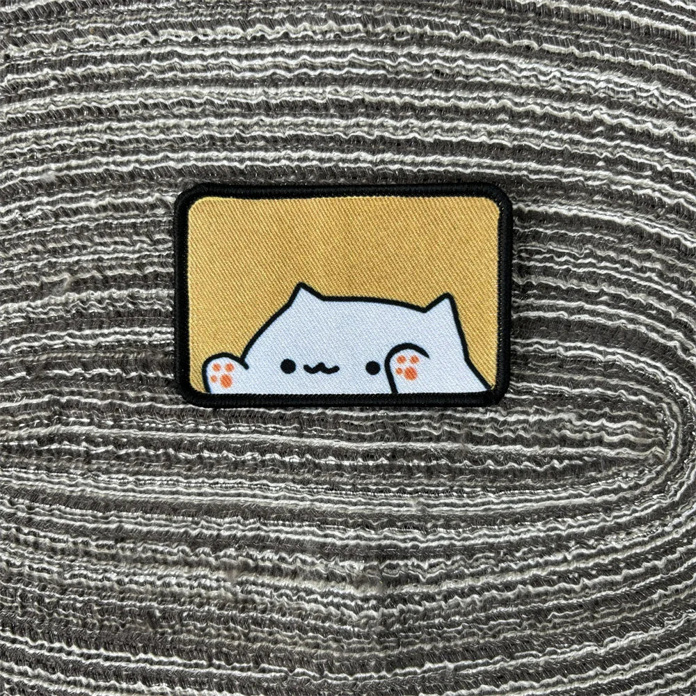 Cat Patch Embroidery on Clothes Cute Animal Morale Badge Tactical Equipment Hook and Loop Patches