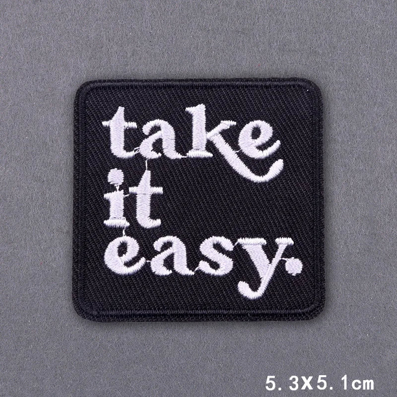 Warning Letters Embroidery Patches For Jeans Good Vibes Iron On Patch Thermoadhesive Patches For Clothes