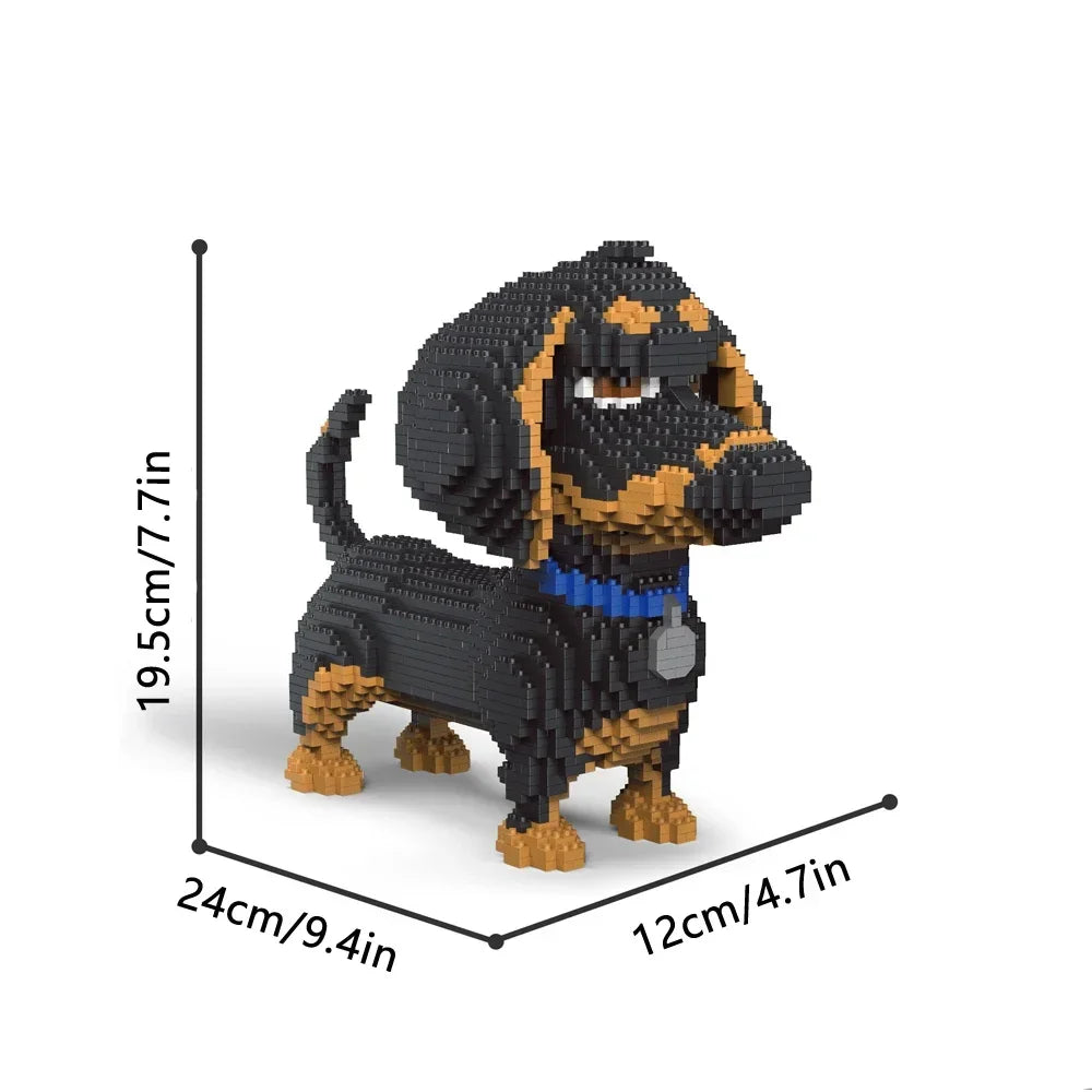 Dachshund Dog Model Micro Mini Building Blocks Set Educational Recreation Toys