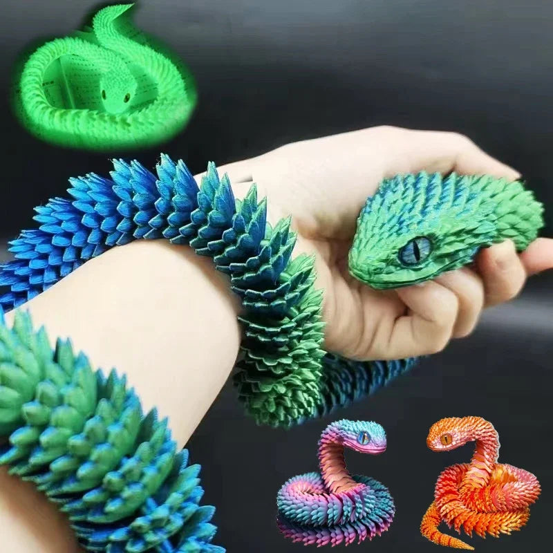 3D Printed Snake Movable Joint Fidget Toy Figurine Simulation Snake Office Desktop Ornament