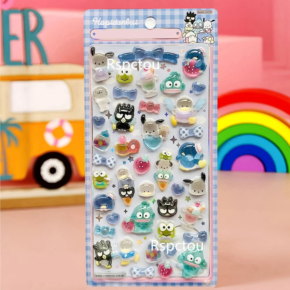 Cute Anime 3D Sanrio Stickers Transparent Jelly Crystal Decorative Sticker