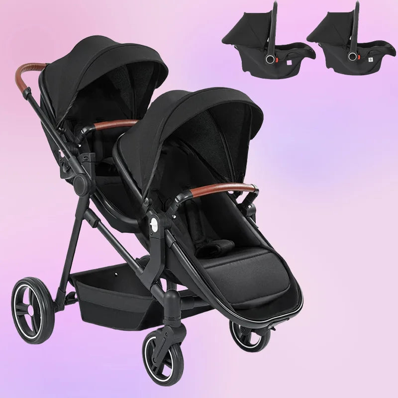 3 in1 Twins baby stroller with car seat Lightweight small folded carry on baby carriage multifunctional baby strollers