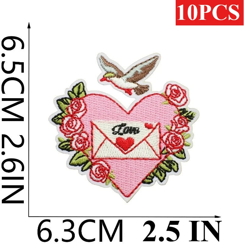 10PCS Bulk Love Letter Embroidery Cloth Pink Couple Clothing Decorative Patch