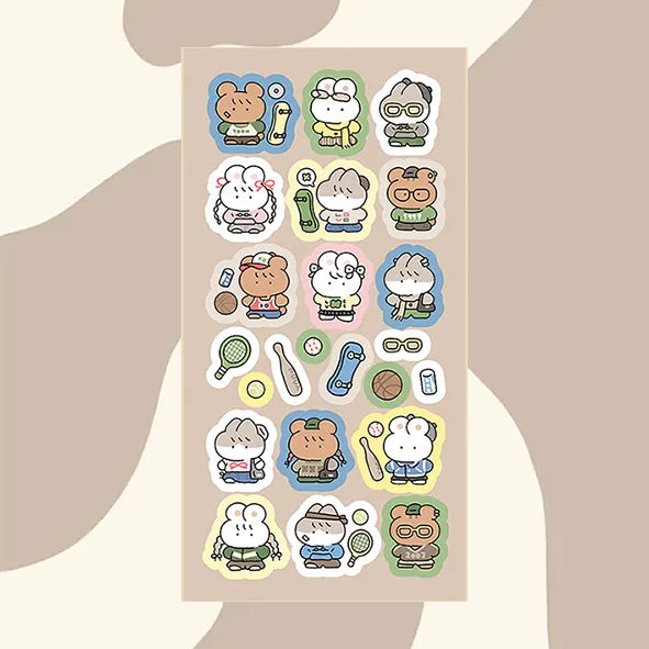 Cartoon Graffiti Teddy Bear Rabbit Stickers Korea Handbook Diary Decorative Stickers