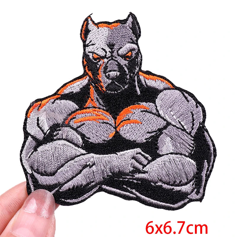 Muscle Animal/Rock Sports Embroidery Patch Iron On Patches For Clothing