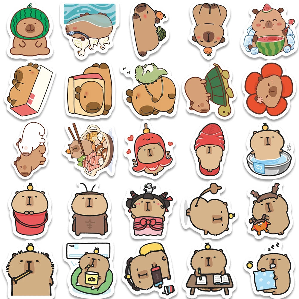 10/30/55pcs Cute Funny Cartoon Animals Capybara Stickers