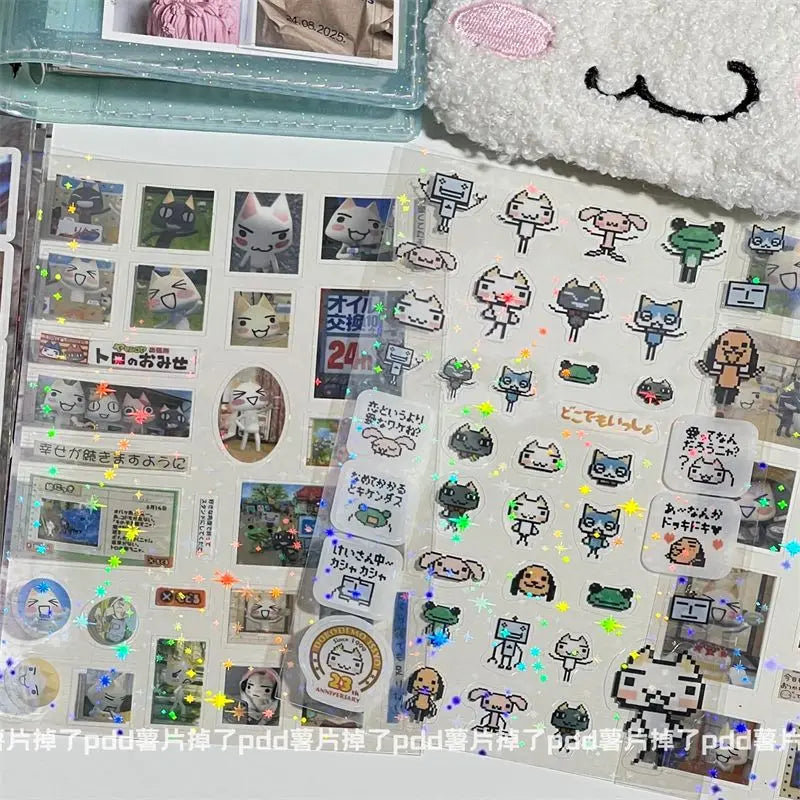 Cartoon Doro Cat Cut Film Stickers Laser Star Film Double Transparent Stickers