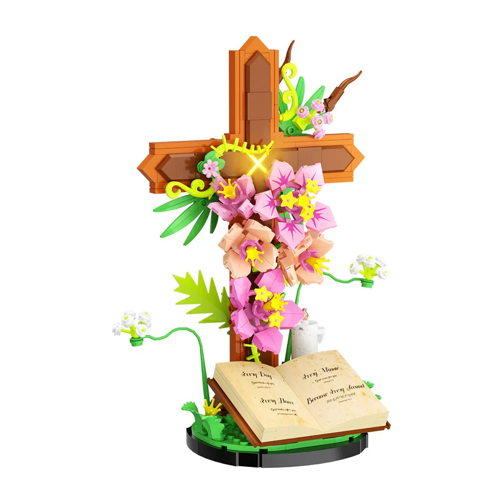 Jesus Cross Tulip Bible Flower Building Blocks Toys Gift