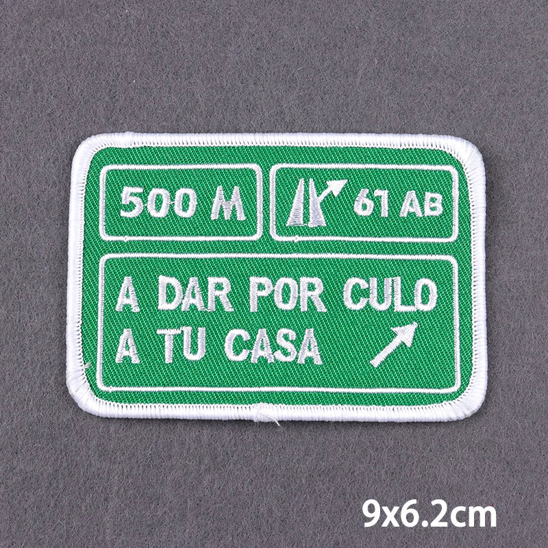 Black Patch With Slogan Iron On Patches For Clothes DIY Embroidery Applique Fusible Patch