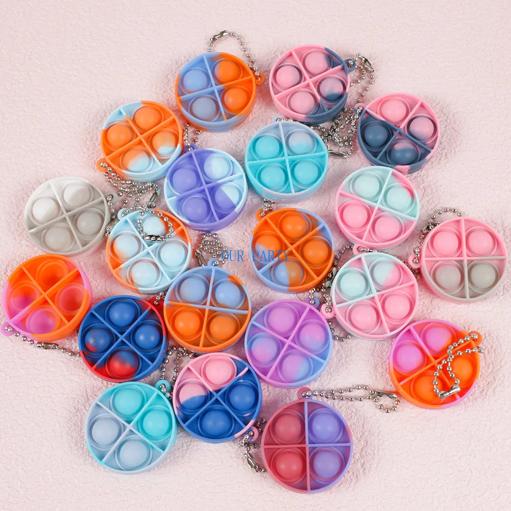 20Pcs Mini Pop Push Bubble Fidget Toy Keychains Relaxing Stress Relief Sensory Toys