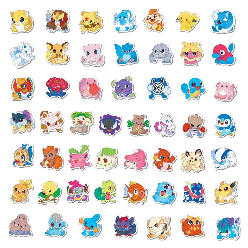 50/100pcs Pokemon Stationary Waterproof Cute Sticker