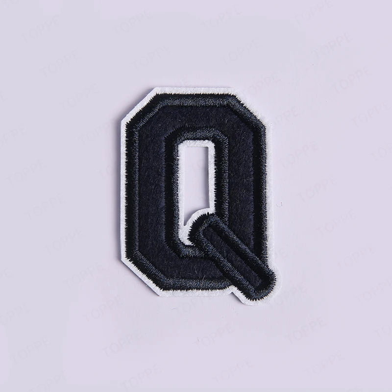 Navy Blue Letter Iron On Patch Applique DIY Alphabet Embroidered Patches For Clothing