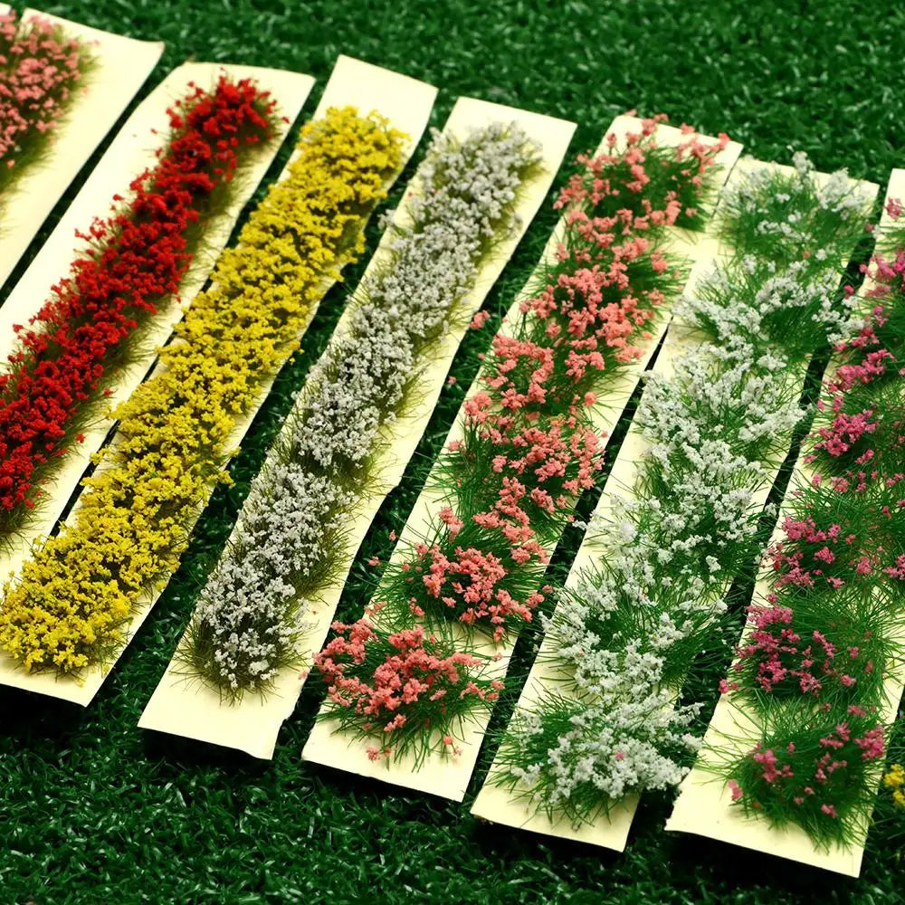 1Set Miniature Flower Cluster Garden Decor DIY Grass Tufts Building Layout Static Scenery Model