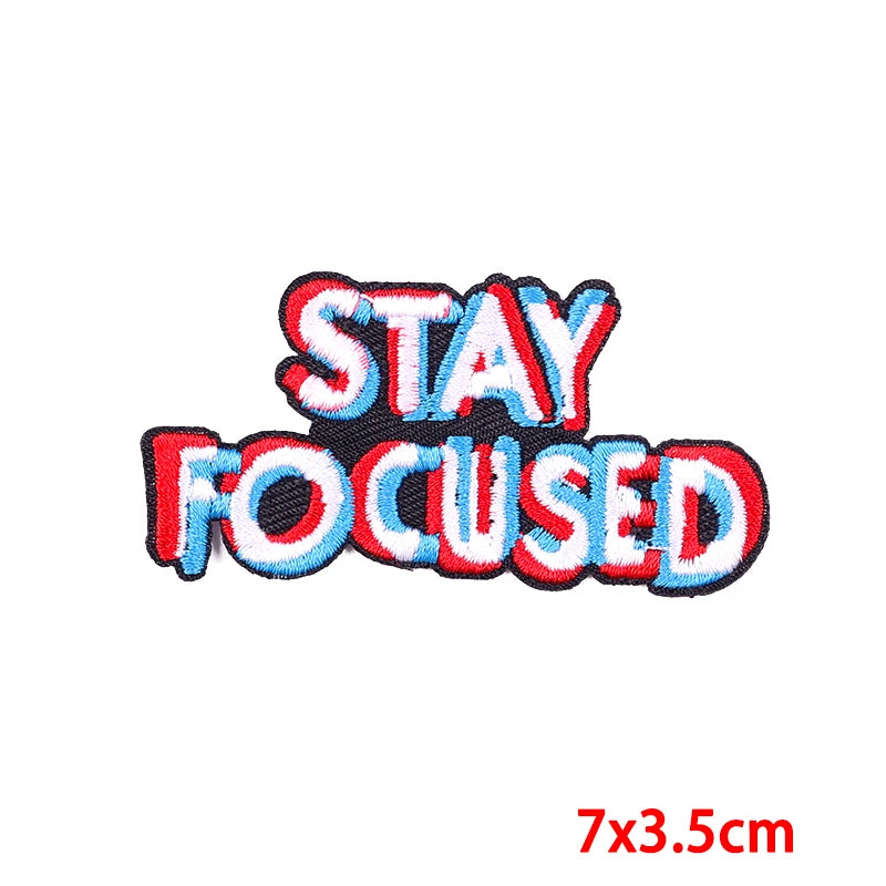 Good Vibes/Positive Letter Slogan Embroidered Patches DIY Personality Cartoon Patch Iron On Patches For Clothing