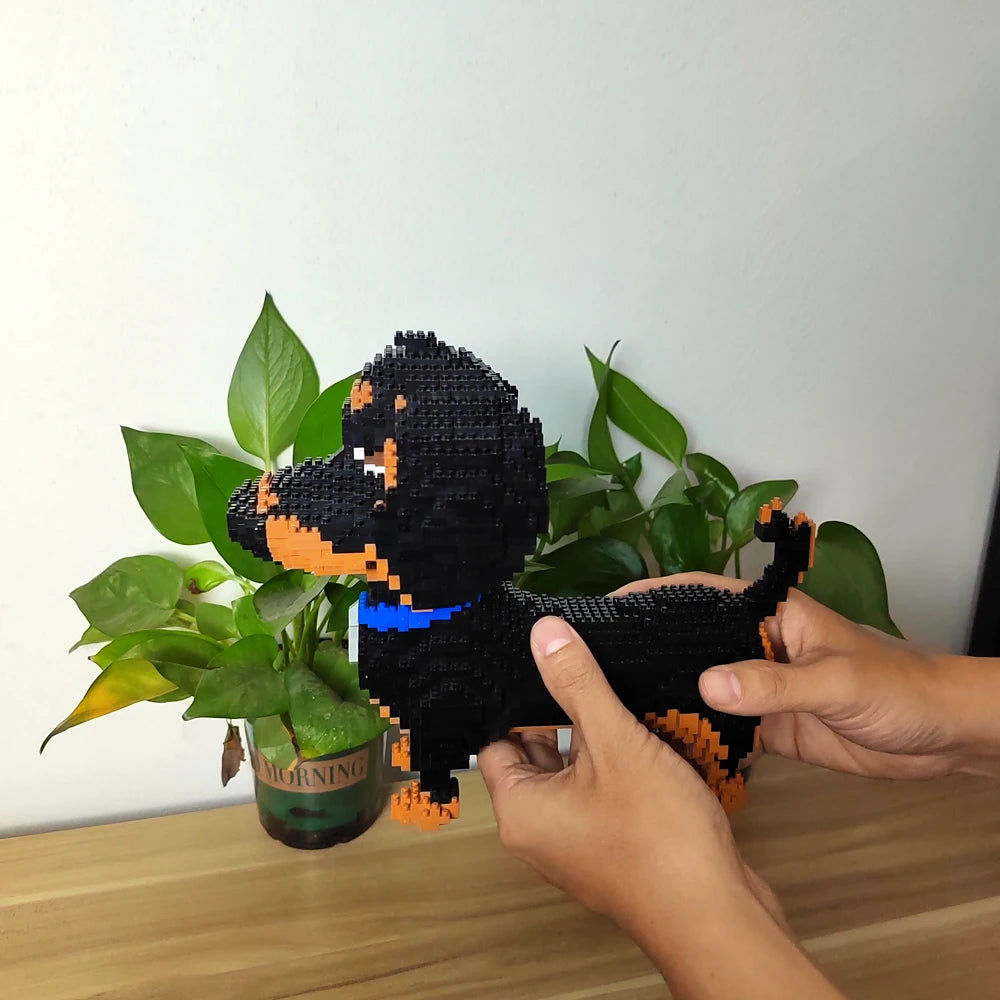 Dachshund Dog Model Micro Mini Building Blocks Set Educational Recreation Toys