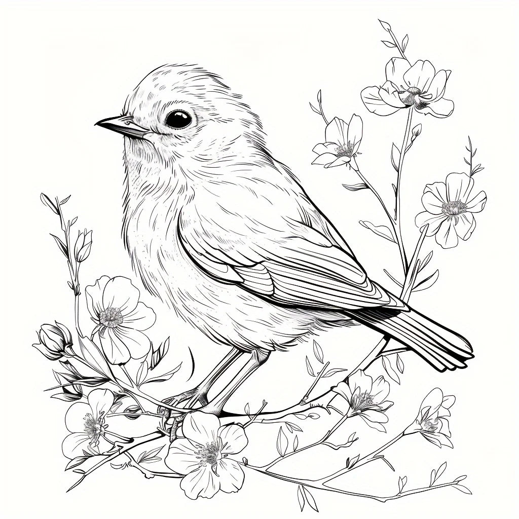28 Pages Charming Birds World Coloring Coloring Book for Soothing Stress