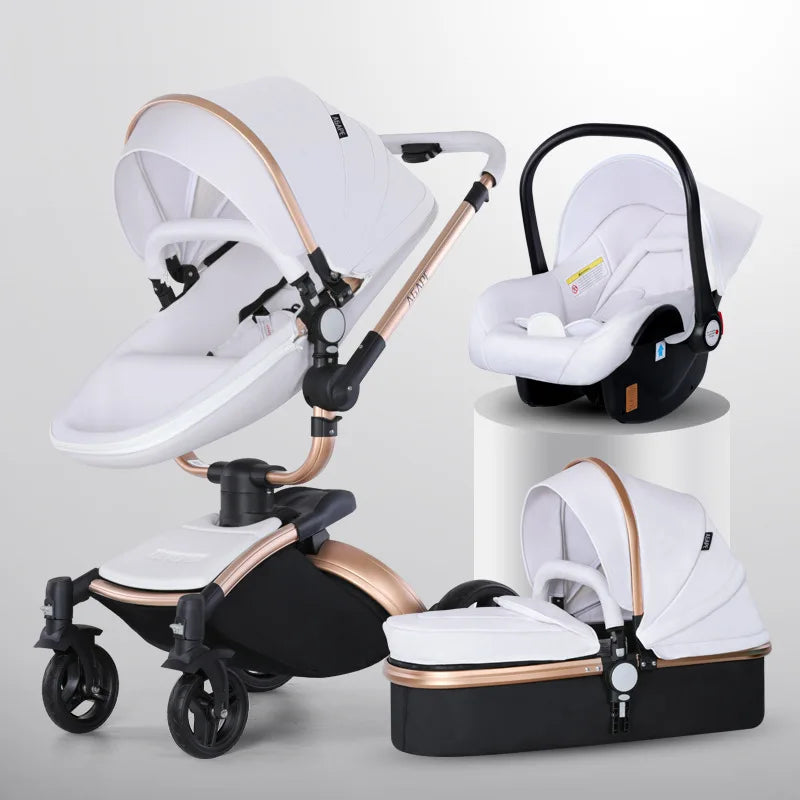 Baby Car Seat And Stroller Set Two-way Sitting And Lying Eggshell Stroller 360 Degree 3 In 1 Baby Stroller