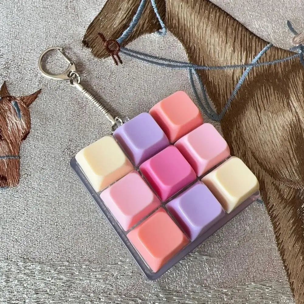 Fidget Keychain DIY Keyboard Keys Button Relief Stress Finger Keyboard Cap Clicker Toy