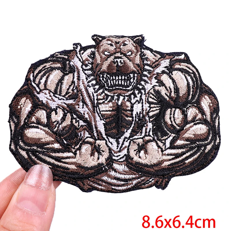 Muscle Animal/Rock Sports Embroidery Patch Iron On Patches For Clothing