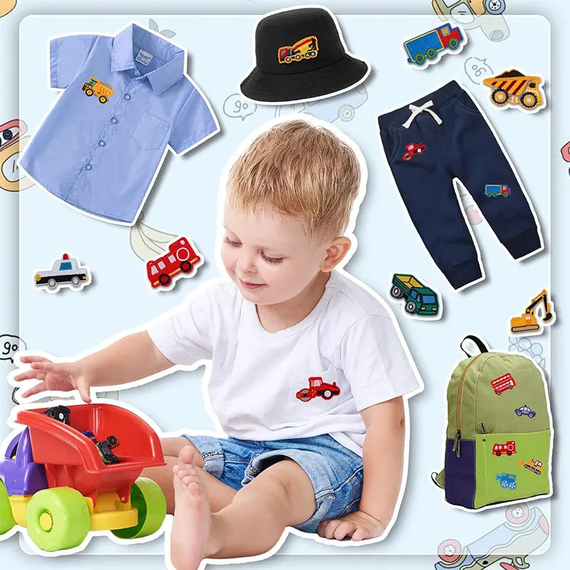 5-17PCS Embroidered Car Patches Cartoon Cars Iron on Patches Vehicle Sew on Patch Applique