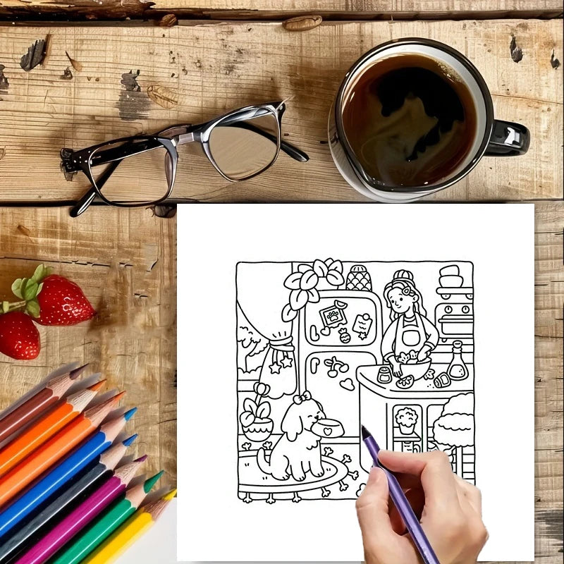 28 Pages Dog Style Coloring Book for Adult