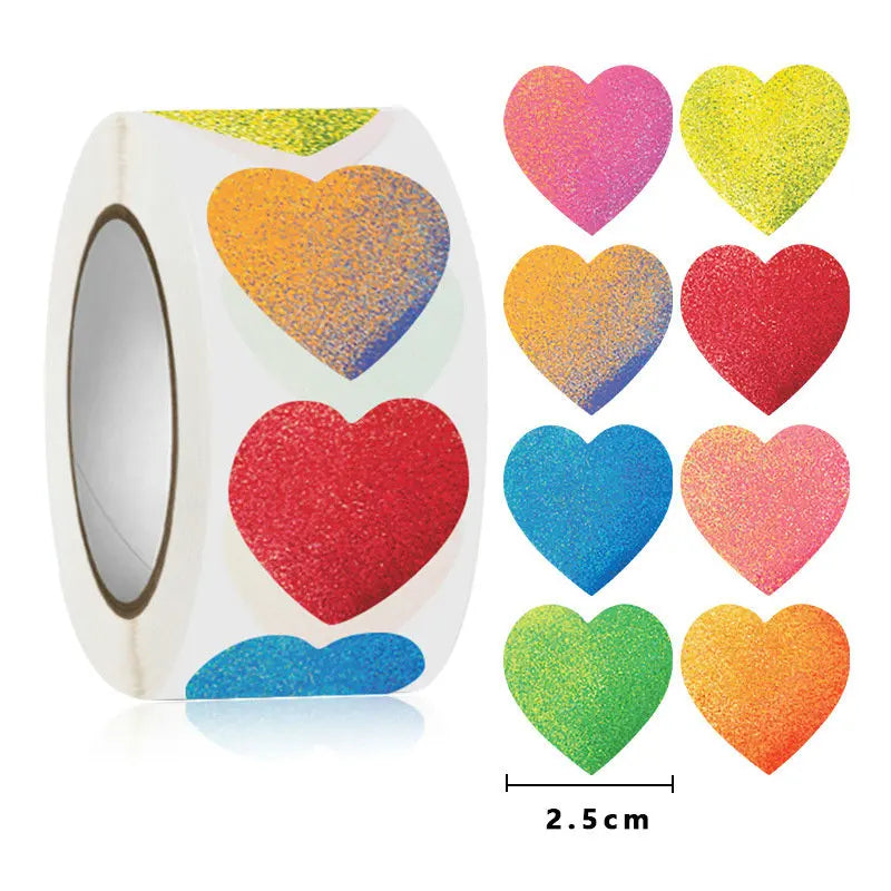 50-100-500PCS Handicraft Valentine's Day Heart Sticker Heart-Shaped