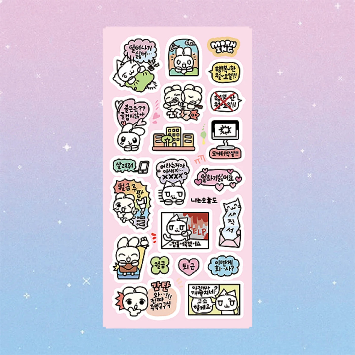 Cute Graffiti Korean Rabbit Cat Stickers Hand Account Diary Notebook Planner Scrapbook DIY Decorative Stickers