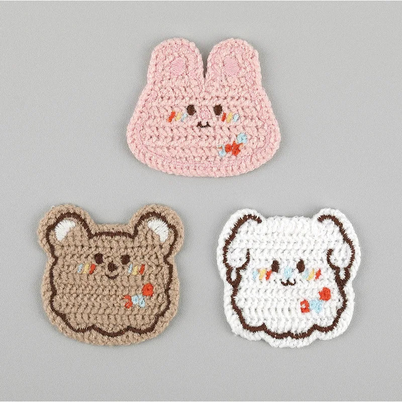 5pc Cartoon Little Rabbit Bear Love Cloth Sticker DIY Phone Case Decoration Cloth Patch