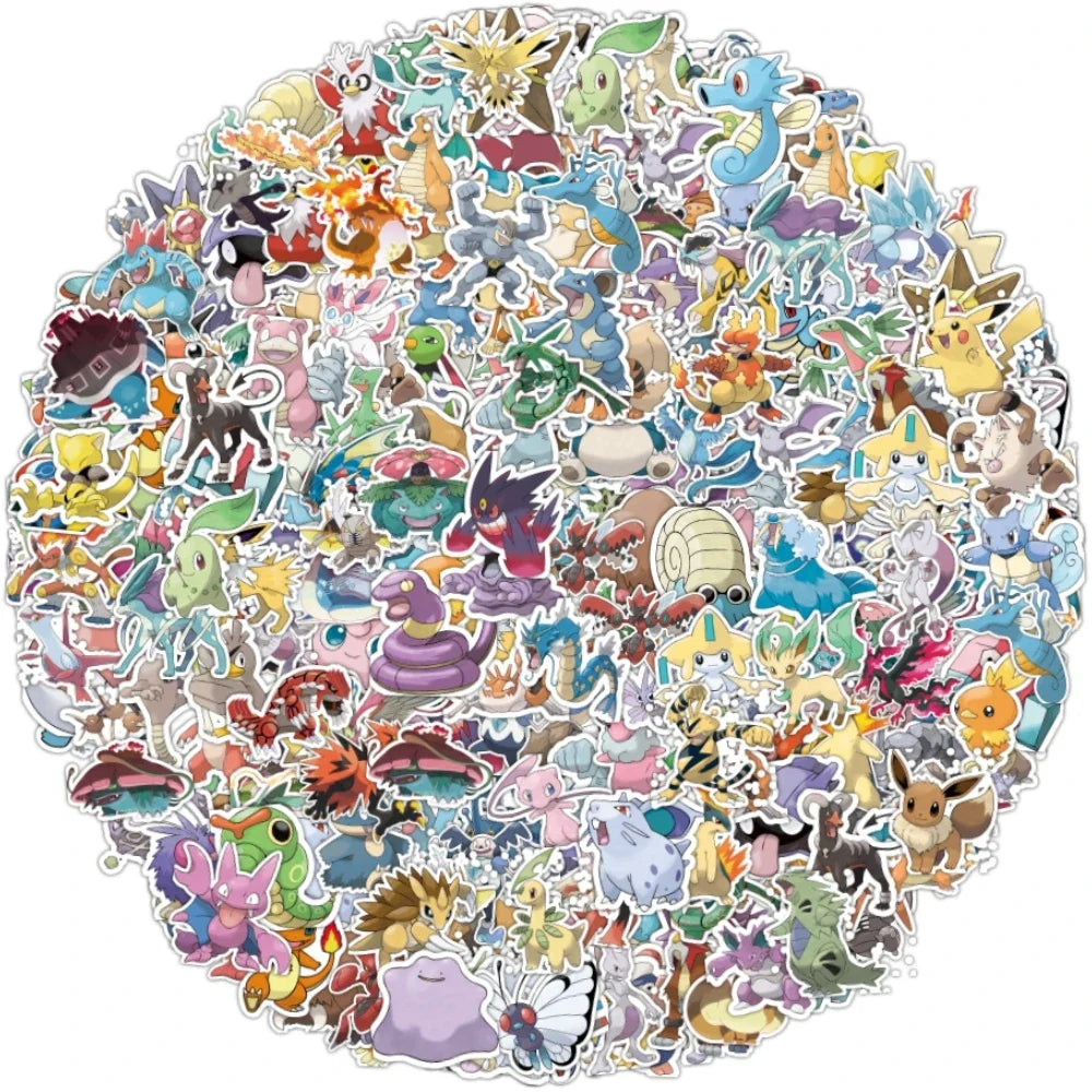 100/200Pcs Cute Pikachu Pokemon Stickers