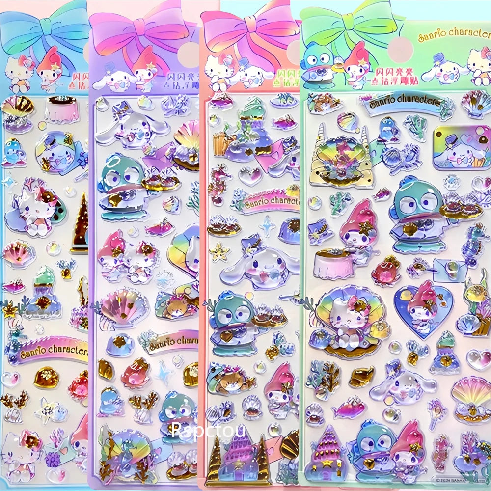 Cute Sanrio 3D Crystal Stickers Aesthetic Cartoon Sticker