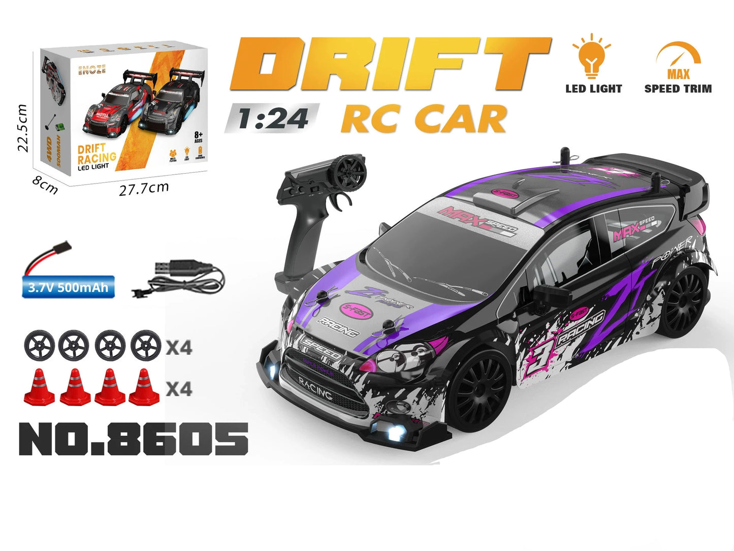 1:24 RC Drift Car 4WD 2.4G High Speed Racing Car