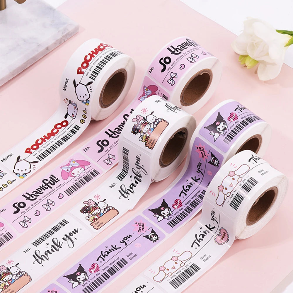 120pcs Cute Sanrio Kuromi My Melody Stickers Roll Kawaii Cartoon Anime Vinyl Decoration Decals
