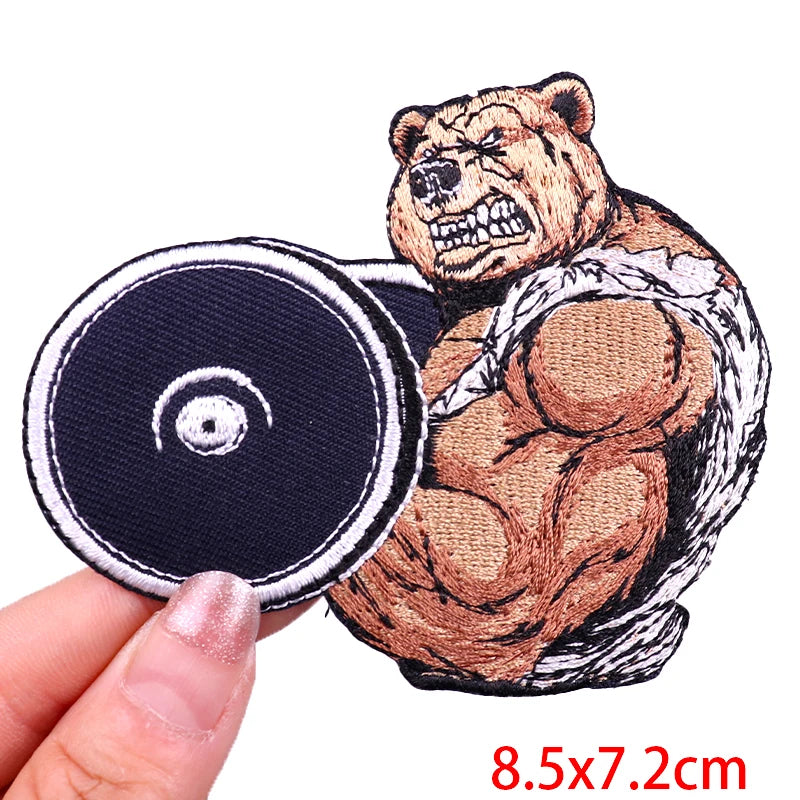 Muscle Animal/Rock Sports Embroidery Patch Iron On Patches For Clothing