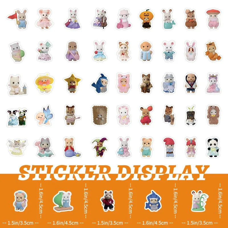 103pcs cartoon Sylvanian Families Cute Creative Decorative Stickers