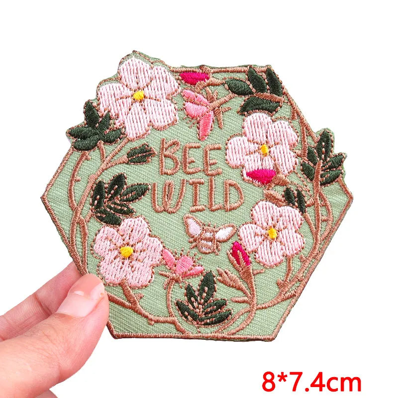 Good Vibes/Positive Letter Slogan Embroidered Patches DIY Personality Cartoon Patch Iron On Patches For Clothing