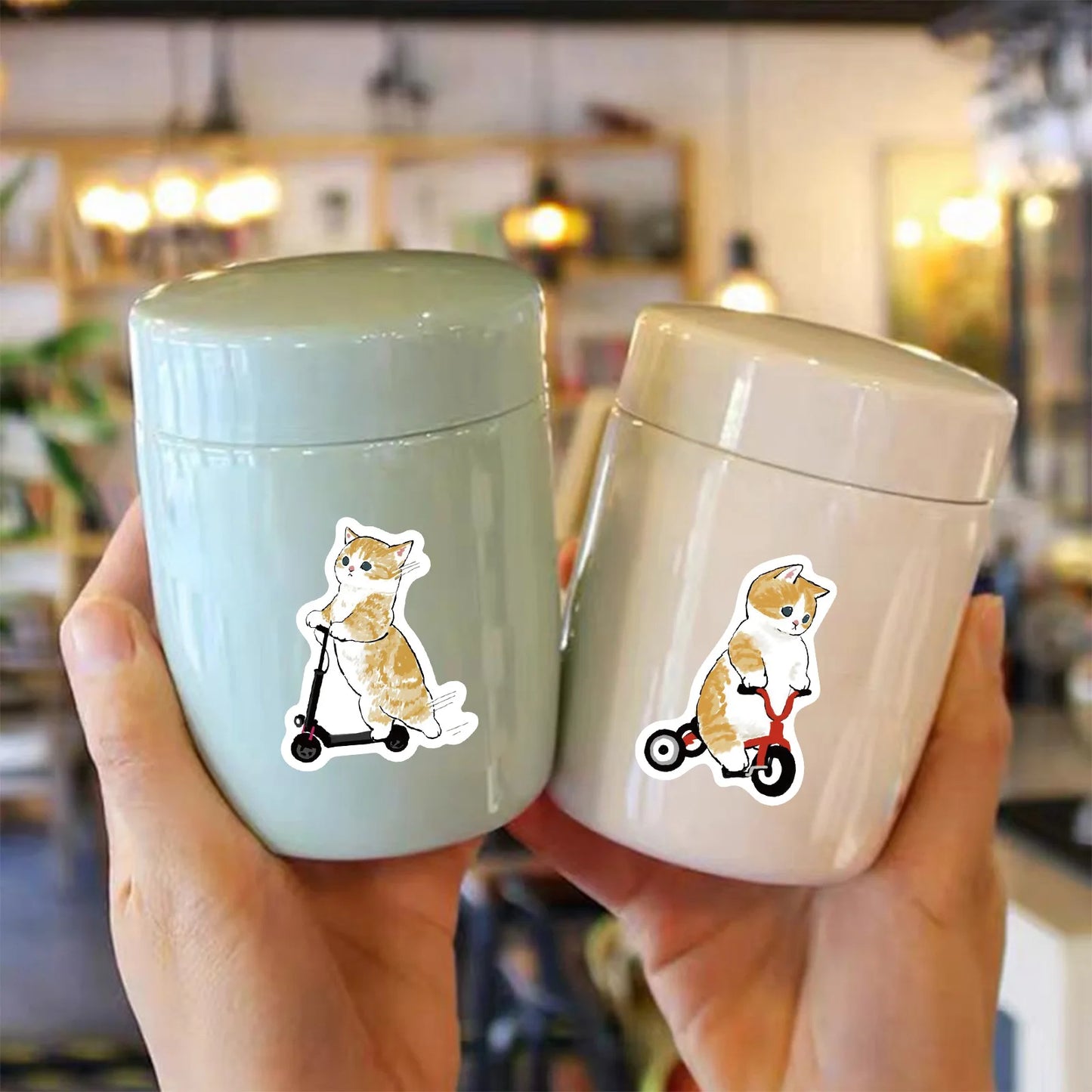 64PCS Cute Cat Animal Cartoon Stickers Fun Stickers