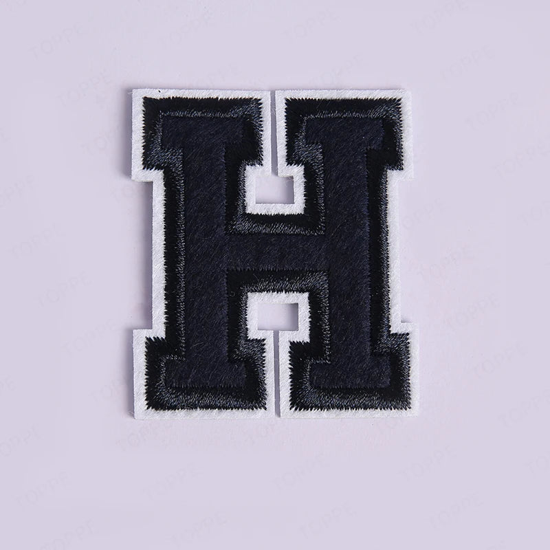 Navy Blue Letter Iron On Patch Applique DIY Alphabet Embroidered Patches For Clothing