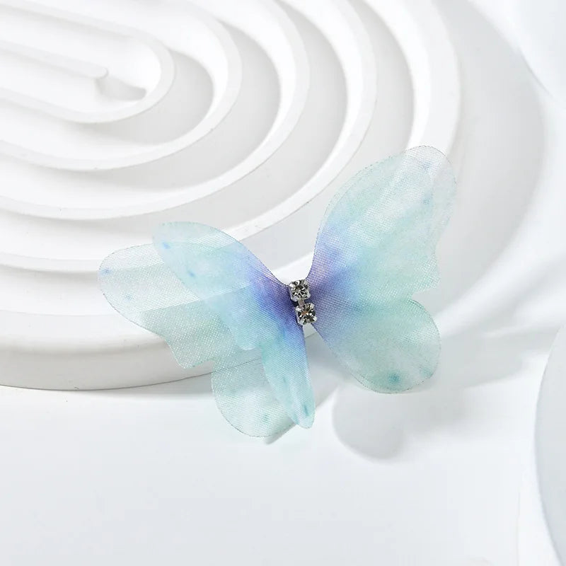 20pcs Double Sweet Butterfly Appliqued 3D Simulation Mesh Dreamy Bouquet Patch